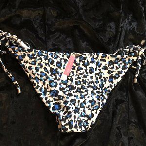 Tie Side Hipster Blue Animal Print Bikini Bottom